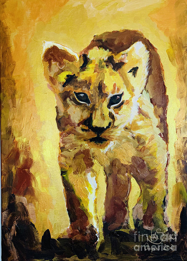Lion Youngster Painting by Jolanta Shiloni