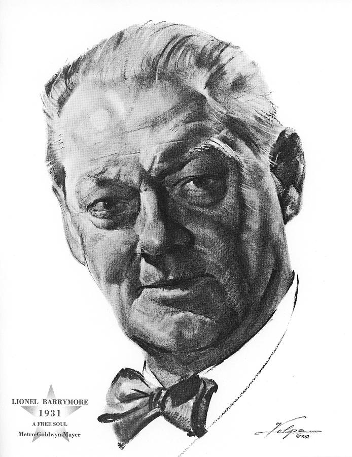 Hollywood Drawing - Lionel Barrymore by Volpe by Movie World Posters