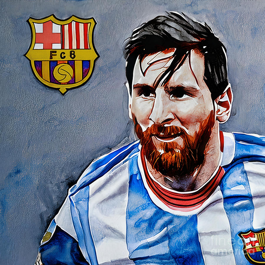 Lionel Messi, Realistic Watercolor Painting, No 01 Painting by Mounir ...