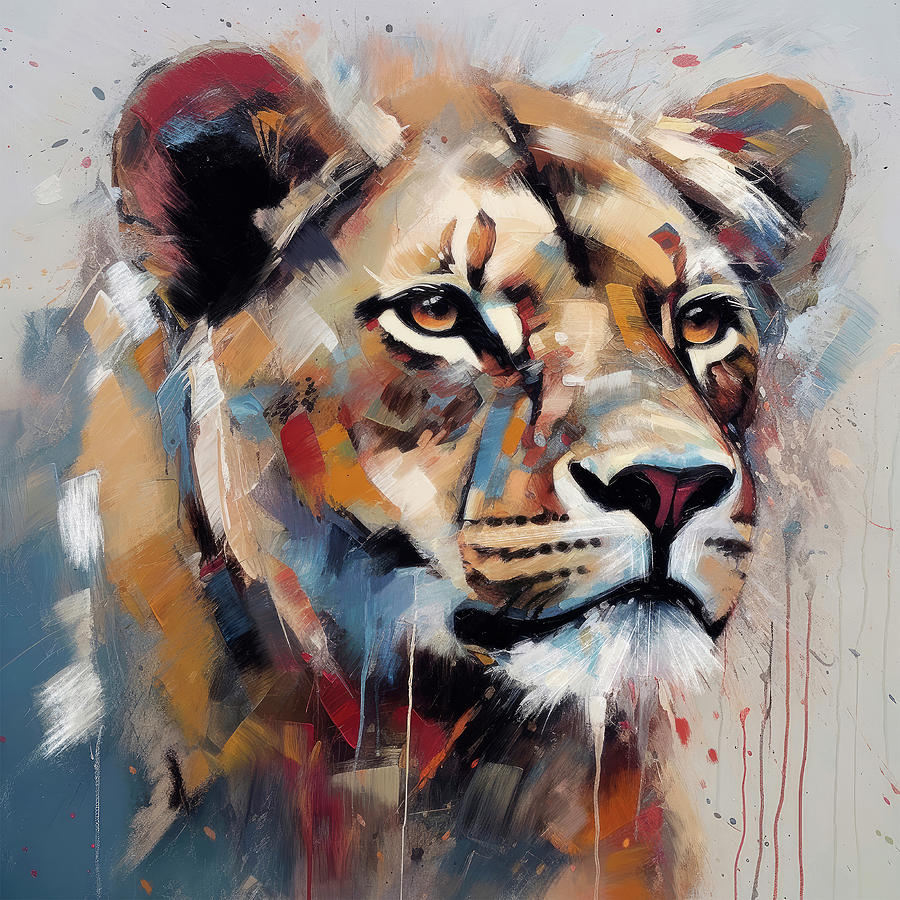 Abstract Digital Art - Lioness by Mike Taylor