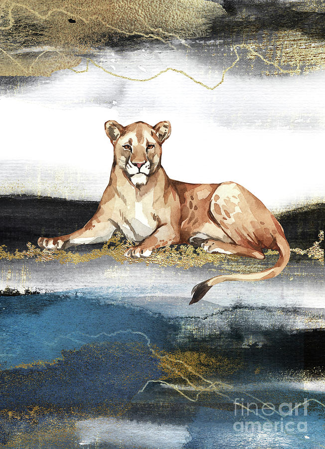 Lioness Watercolor Animal Art Painting Painting by Garden Of Delights