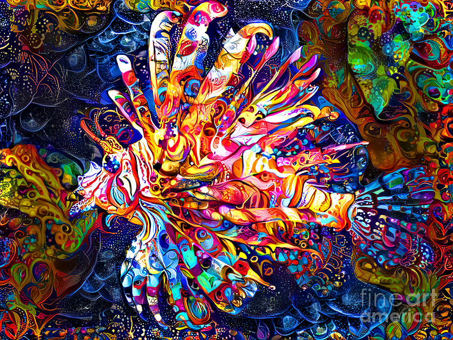 Lionfish in Abstract Art 20220305 Mixed Media by Wingsdomain Art and Photography