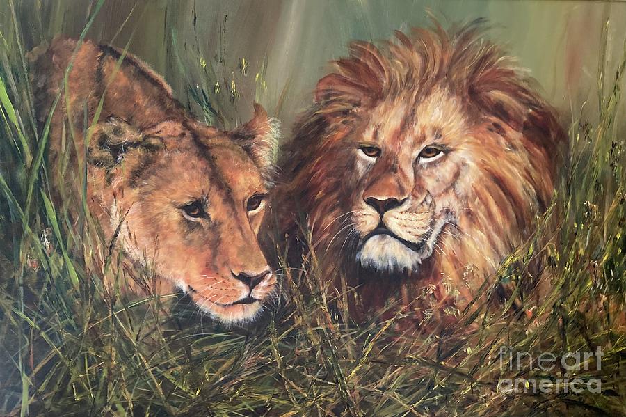 Lions at rest Painting by Beatrice Cloake - Fine Art America