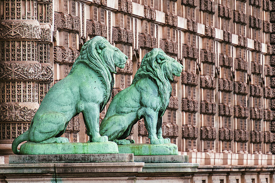 Paris Photograph - Lions by the Louvre Museum - Paris by Stuart Litoff