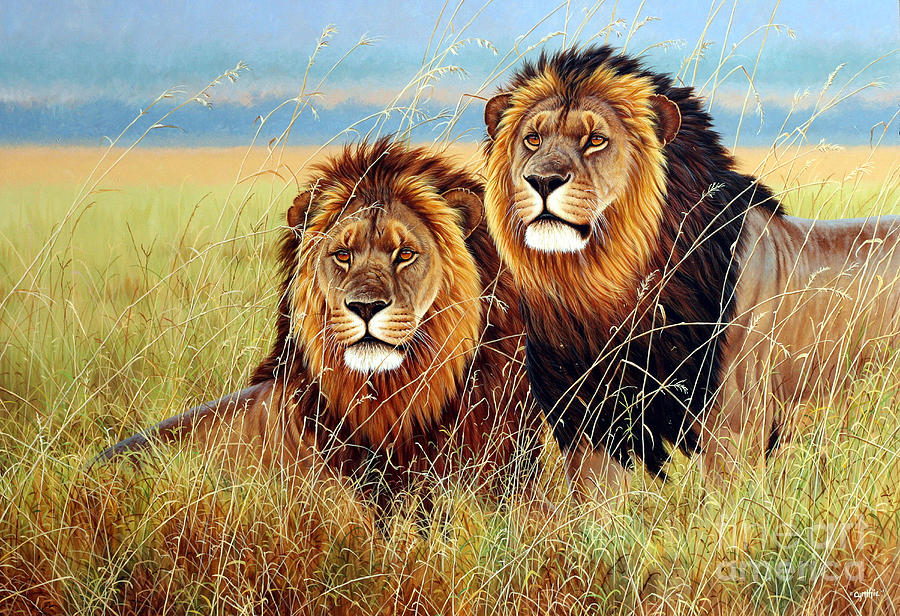 Lions Painting by Cynthie Fisher