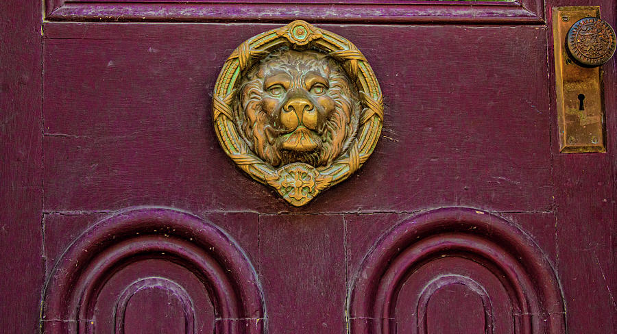 Lions Head Door in Jim Thorpe Photograph by Kristia Adams