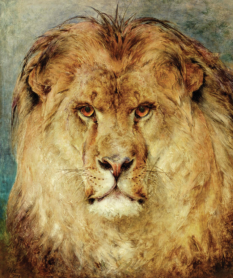 Lions Head By Heywood Hardy Painting