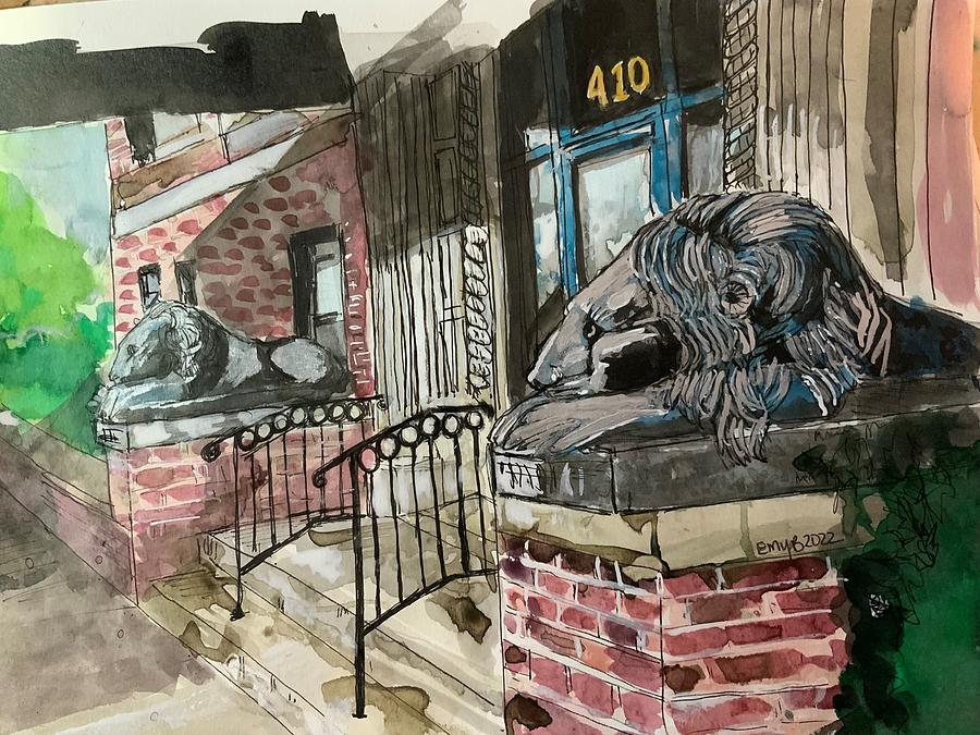 Lions of Lafayette Painting by Eileen Backman