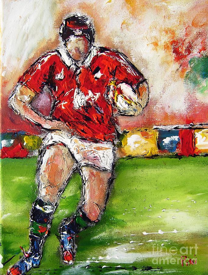 Rugby paintings artwork and art  Painting by Mary Cahalan Lee - aka PIXI