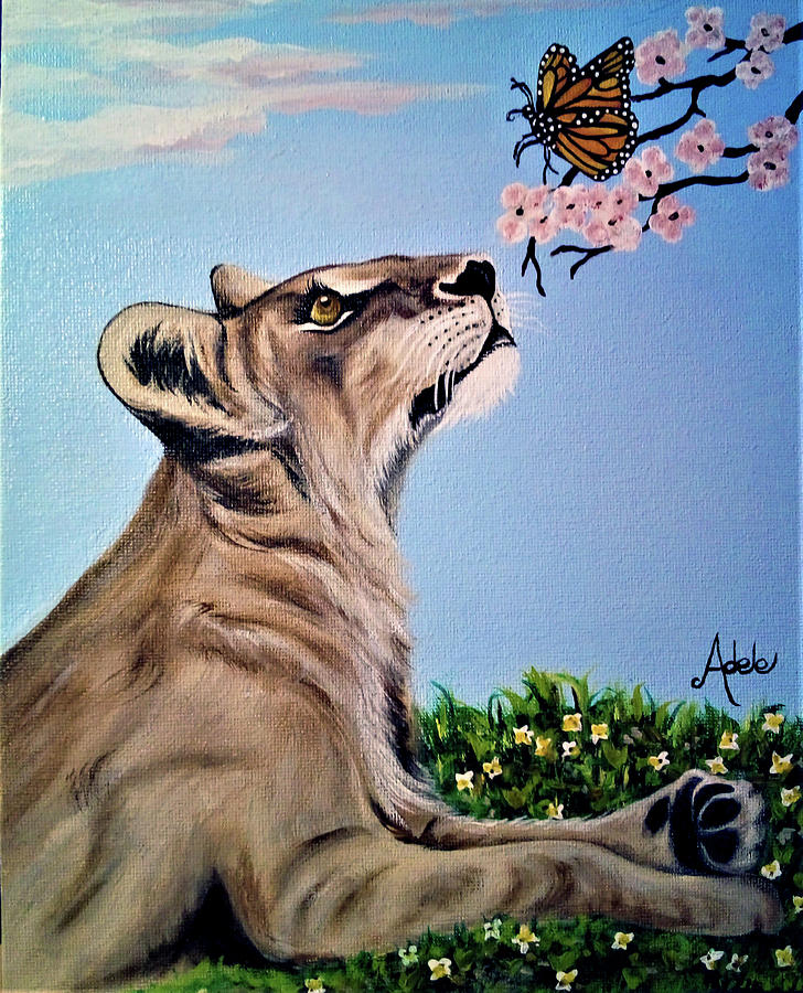 Lions Summer Day Painting by Adele Moscaritolo