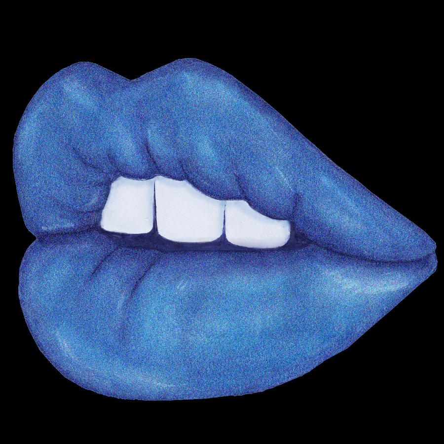 Lips are Blue Mixed Media by Kelly Mills