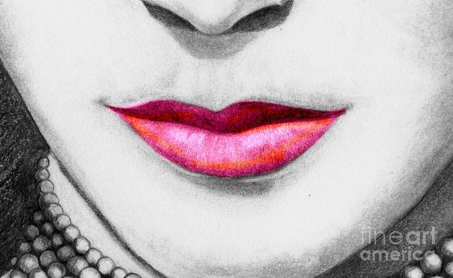 Lips Drawing by David Neace CPX