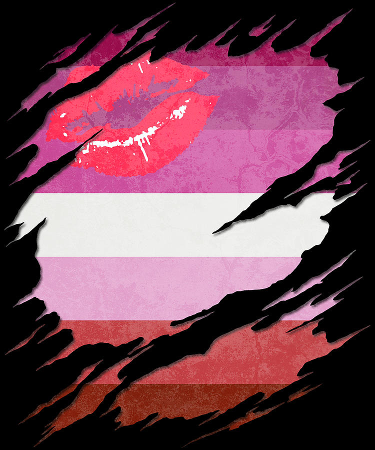 Lipstick Lesbian Pride Flag Ripped Reveal Digital Art By Patrick Hiller Pixels Merch
