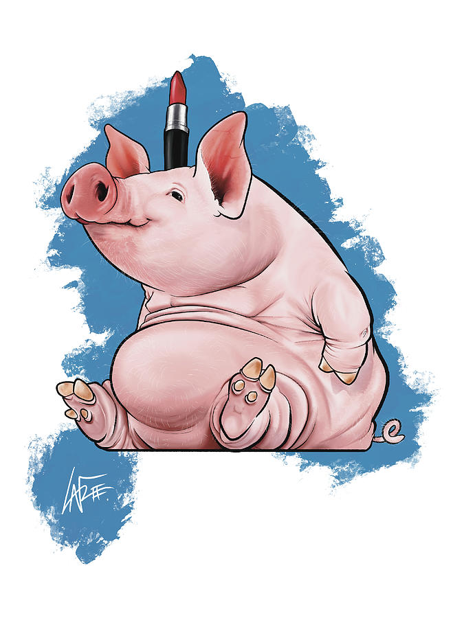 Lipstick on a Pig Digital Art by John LaFree