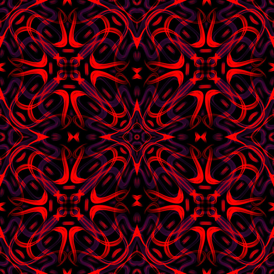 Fluid Art Pattern Neon Red Digital Art by Ravadineum Design - Fine Art ...