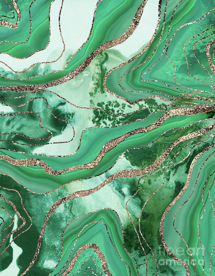 Pattern Mixed Media - Liquid Marble Agate Glitter Glam #1 Faux Glitter #decor #art  by Anitas and Bellas Art