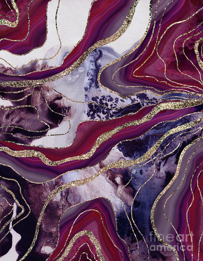 Pattern Mixed Media - Liquid Marble Agate Glitter Glam #10 Faux Glitter #decor #art  by Anitas and Bellas Art