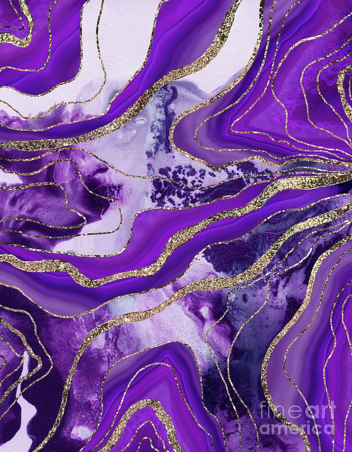 Pattern Mixed Media - Liquid Marble Agate Glitter Glam #4 Faux Glitter #decor #art by Anitas and Bellas Art