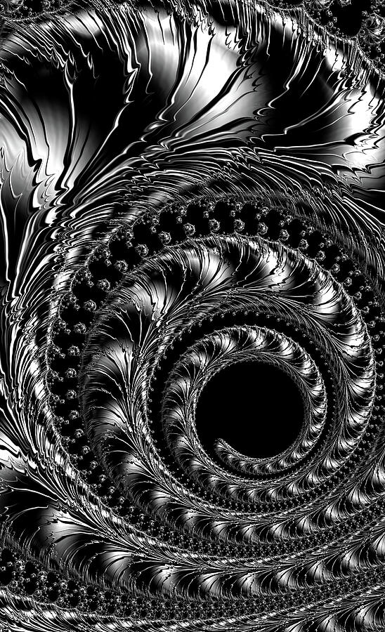 Liquid Mercury Fractal Spiral  Digital Art by Shelli Fitzpatrick