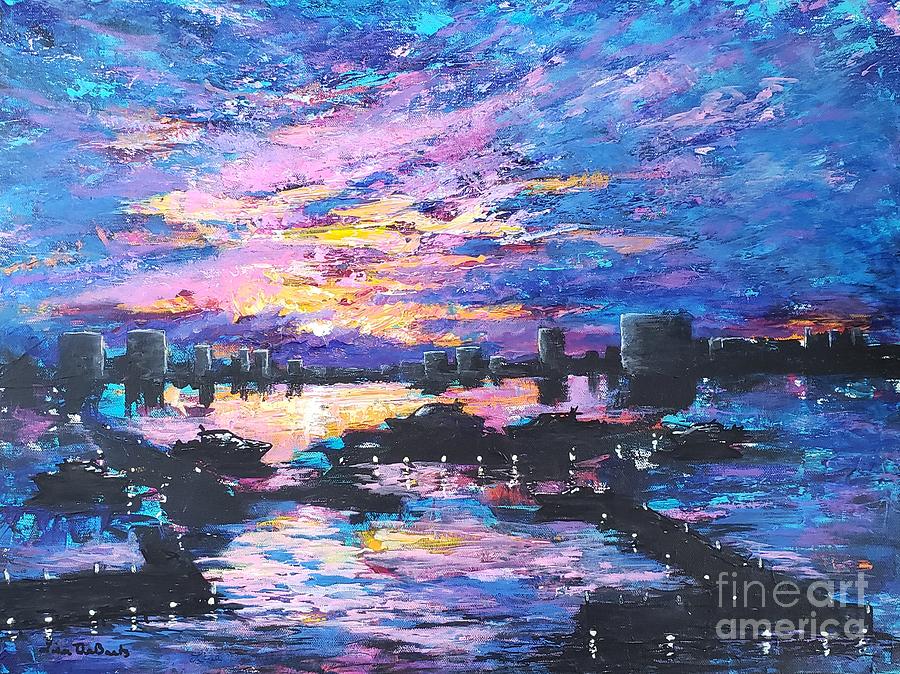 Liquid Sunset Painting by Lisa Debaets