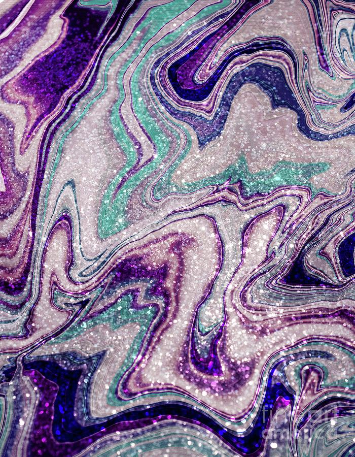 Pattern Mixed Media - Liquid Unicorn Glitter Marble Dream #1 Faux Glitter #decor #art by Anitas and Bellas Art