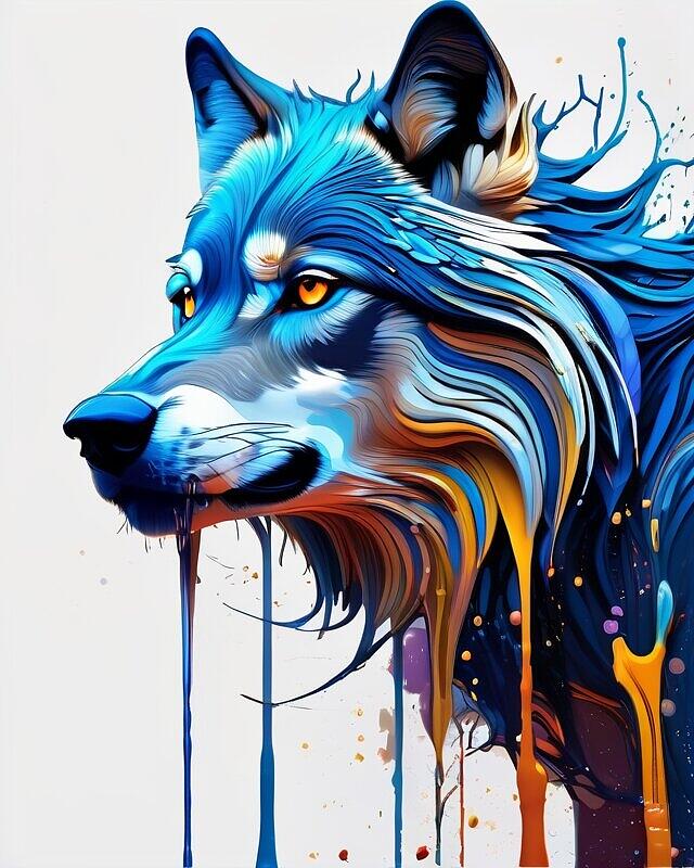 Wolves Digital Art - Liquid Wolf by Ahmand Fowler