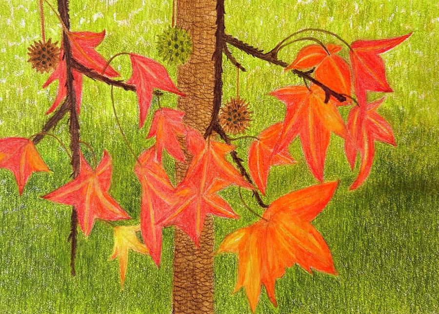 Liquidambar Leaves Painting by Kirsten Giving