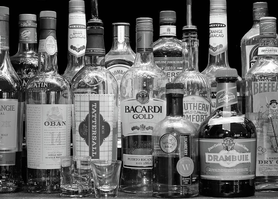 Black And White Photograph - Liquor Cabinet by Jim Hughes