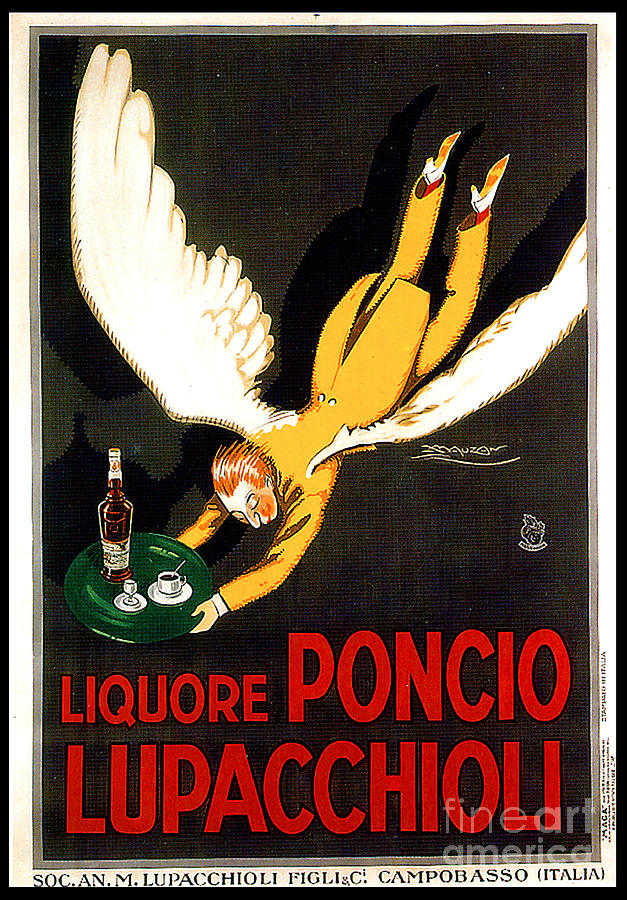 Liquore Poncio Lupacchioli Advertising Poster Painting by Lucien Achille Mauzan