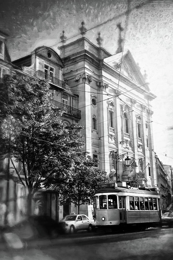 Lisbon City Tram 28 Black and White  Photograph by Carol Japp