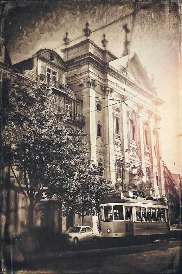 Lisbon City Tram 28 Vintage Sepia  Photograph by Carol Japp
