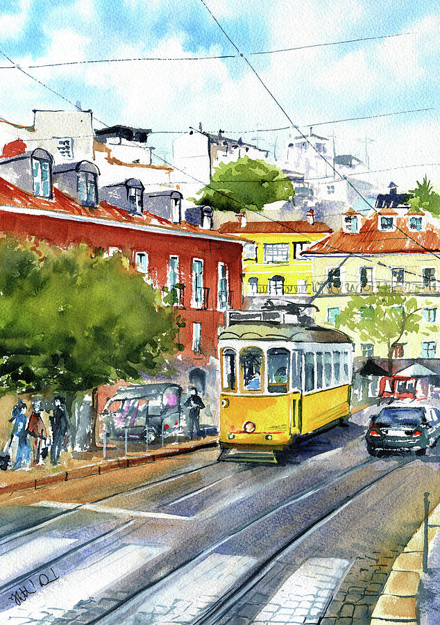 Lisbon Largo Das Portas Do Sol Painting by Dora Hathazi Mendes