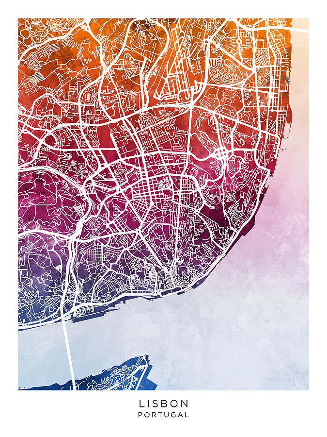 Lisbon Portugal City Map #17 Digital Art by Michael Tompsett