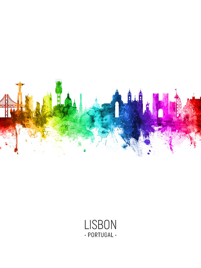 Lisbon Portugal Skyline #28 Digital Art by Michael Tompsett