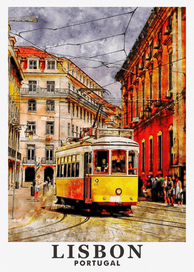 Lisbon Vintage Poster Illustrator Art Digital Art by Tommy - Fine Art ...