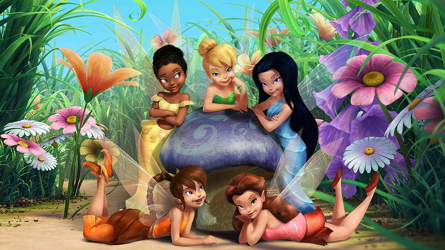 List Of Disney Fairies Characters Tinker Bell Fawn Rosetta Iridessa And Silvermist Tinkerbell And Fr Painting By Fantastic Wall