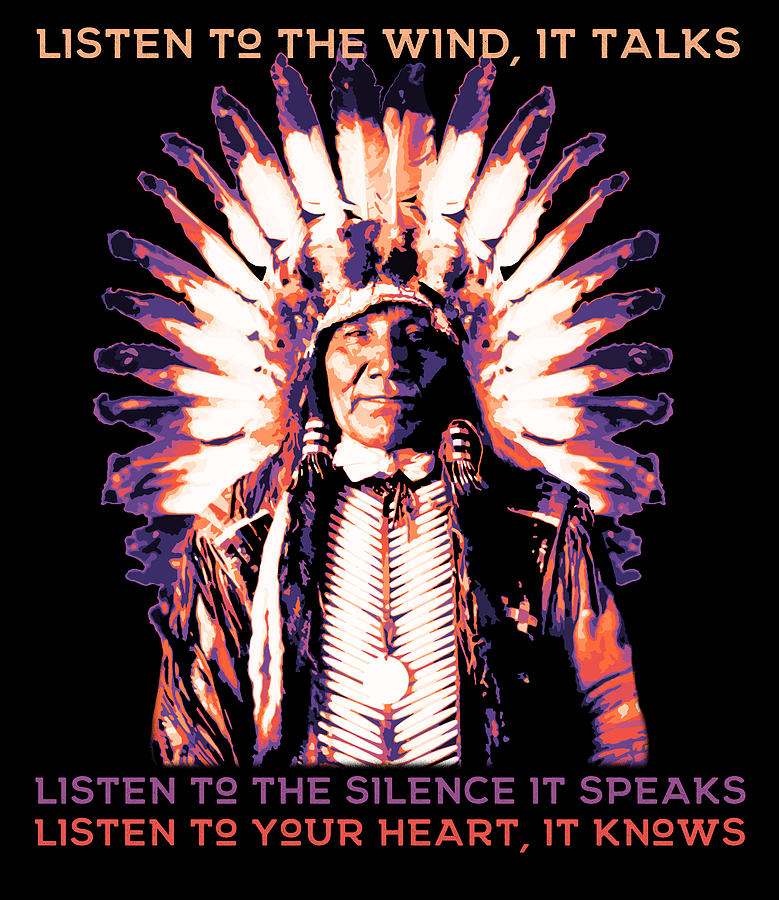 Listen to the Wind, it Talks,Native American Indian Proverb Digital Art ...