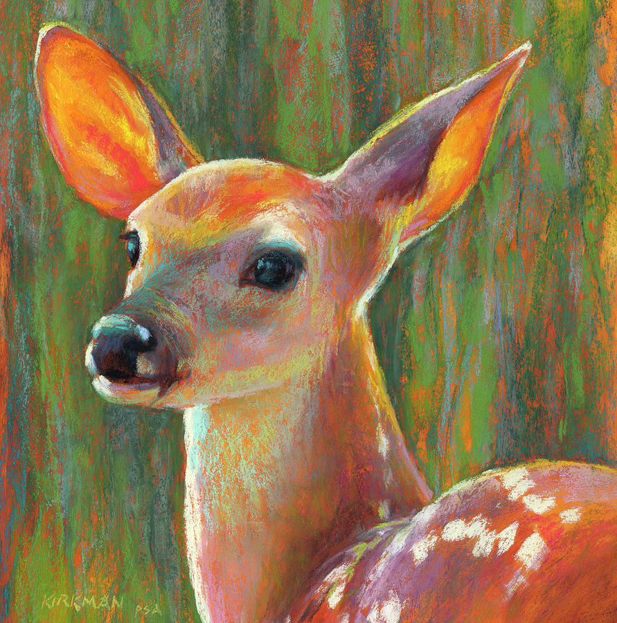 Deer Pastel - Listening by Rita Kirkman