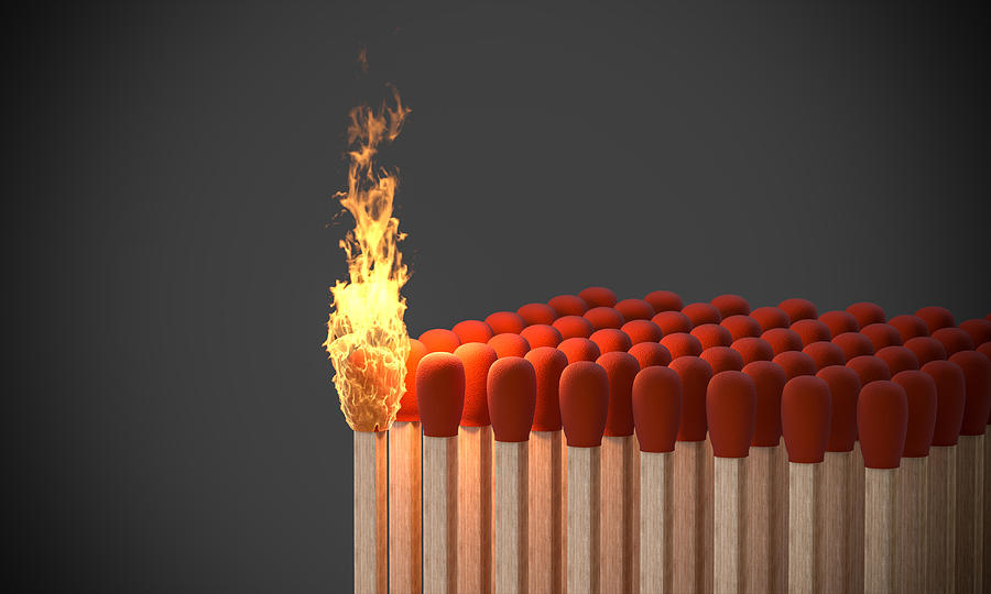 Lit Match In A Group Of Matches. Photograph by Gualtiero Boffi
