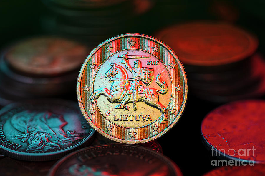 Lithuania Euro Coin Obverse 2015 Macro Photograph by Pablo Avanzini