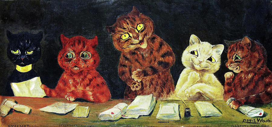 Litigation Procedures - Digital Remastered Edition Painting by Louis Wain