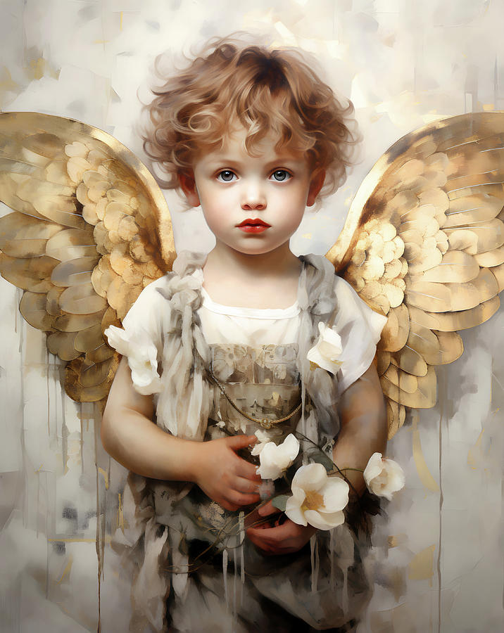 Fantasy Mixed Media - Little Angel by Jacky Gerritsen