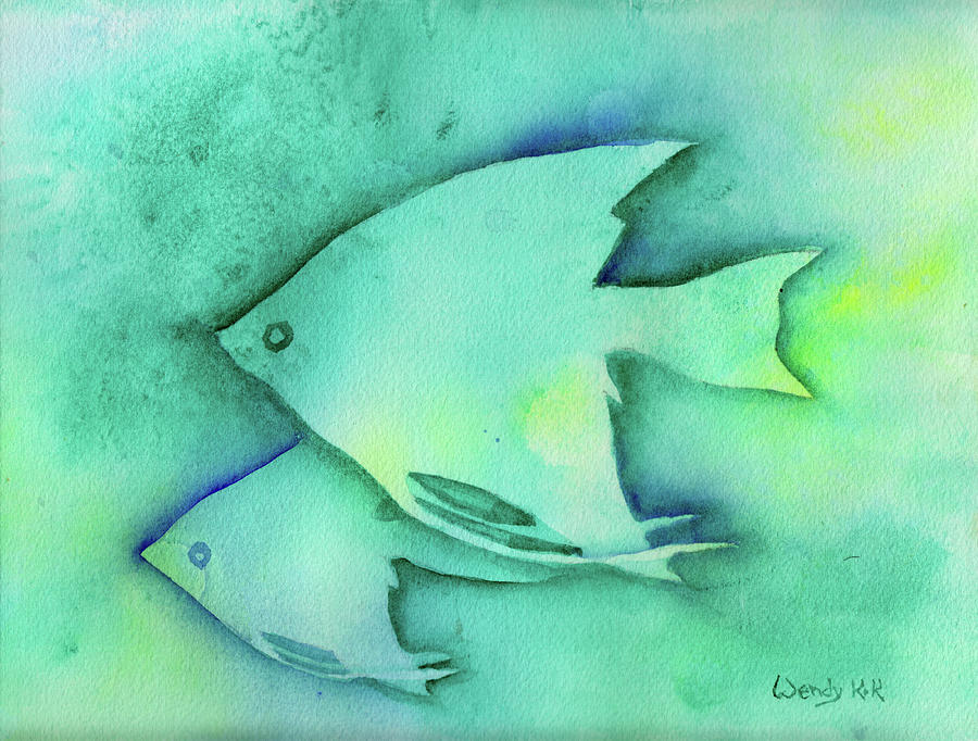 Little Angelfish Painting by Wendy Keeney-Kennicutt