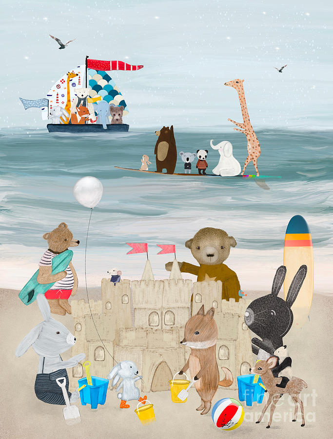 Sandcastles Painting - Little Beach Days by Bri Buckley