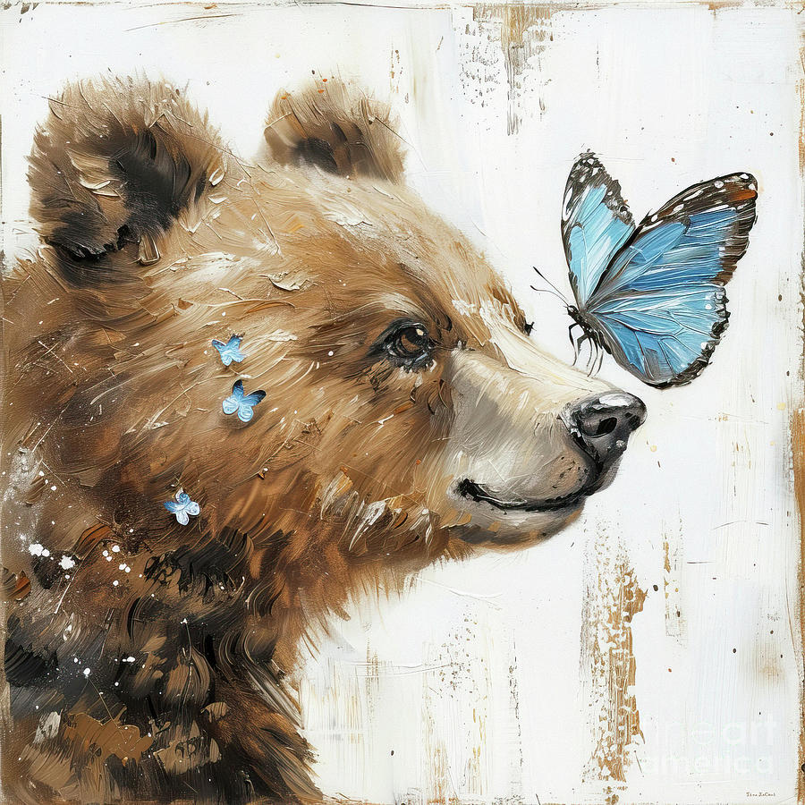 Little Bear And The Butterfly Painting by Tina LeCour
