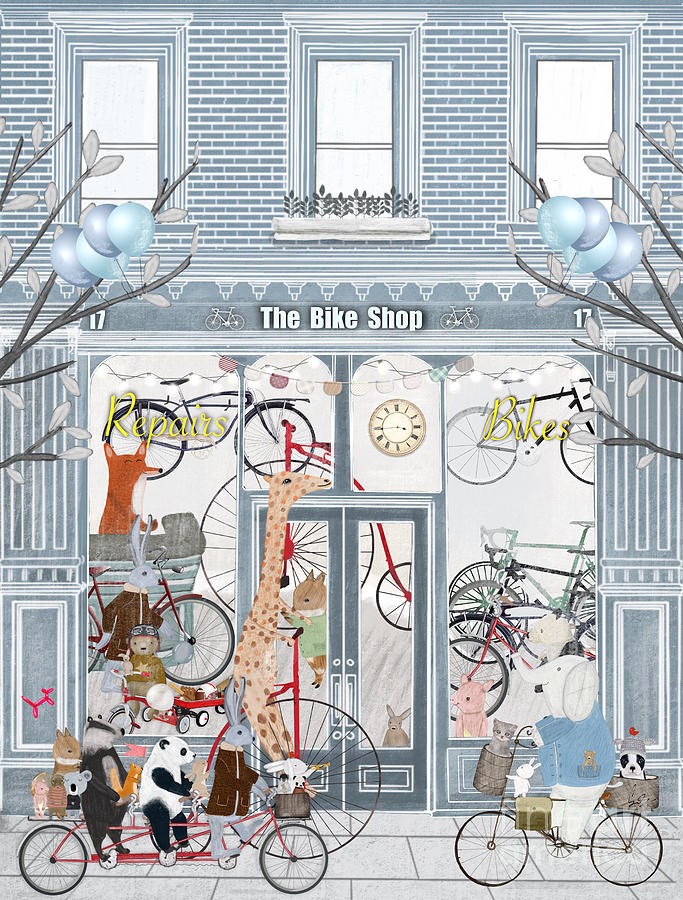 Little Bicycle Shop Painting by Bri Buckley
