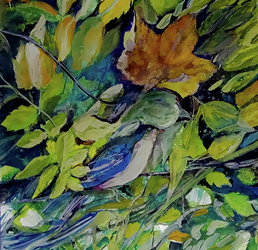 Little Bird In The Woodland Area Thicket Painting by Lisa Kaiser