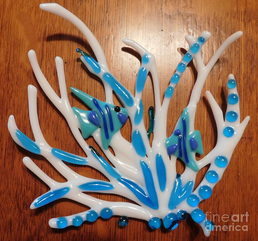 Little Blue Angels Glass Art by Joan Clear
