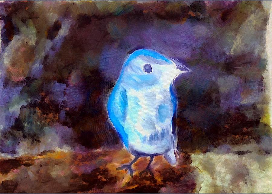Little Blue Bird of the Woods Mixed Media by Christopher Reed