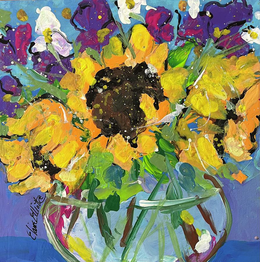 Little bowl of Sunshine Painting by Elaine Elliott